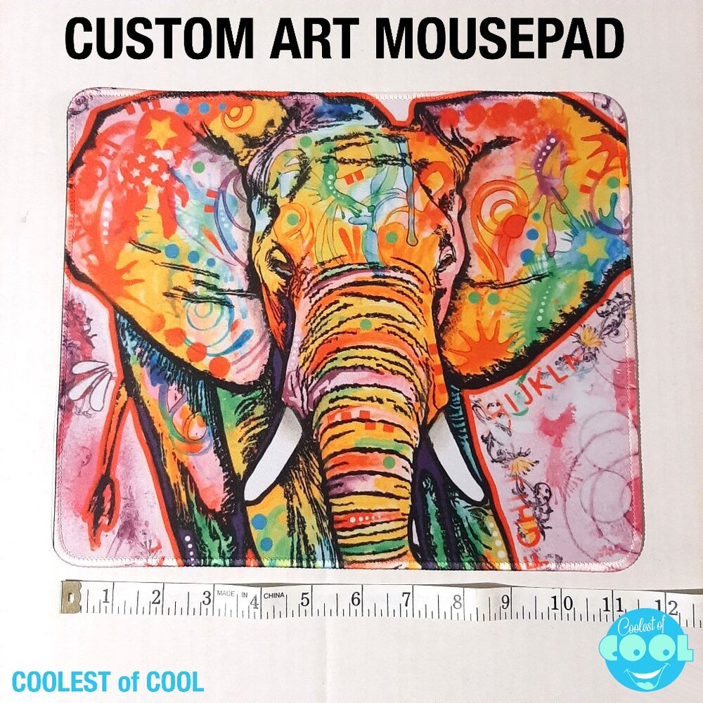 Elephant painting custom art print no slip computer mouse pad 11 inch wide New